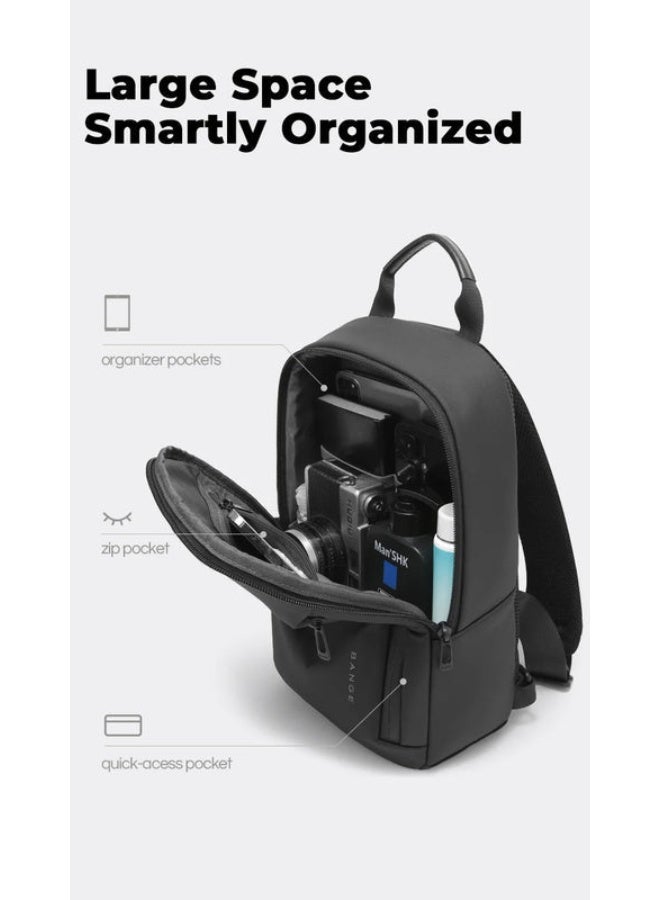 BANGE 3077 Black Hot Selling Wholesale Lightweight Everyday Sling Chest Bag Waterproof Minimalist Ergonomic Crossbody Bag for Men - Image 4